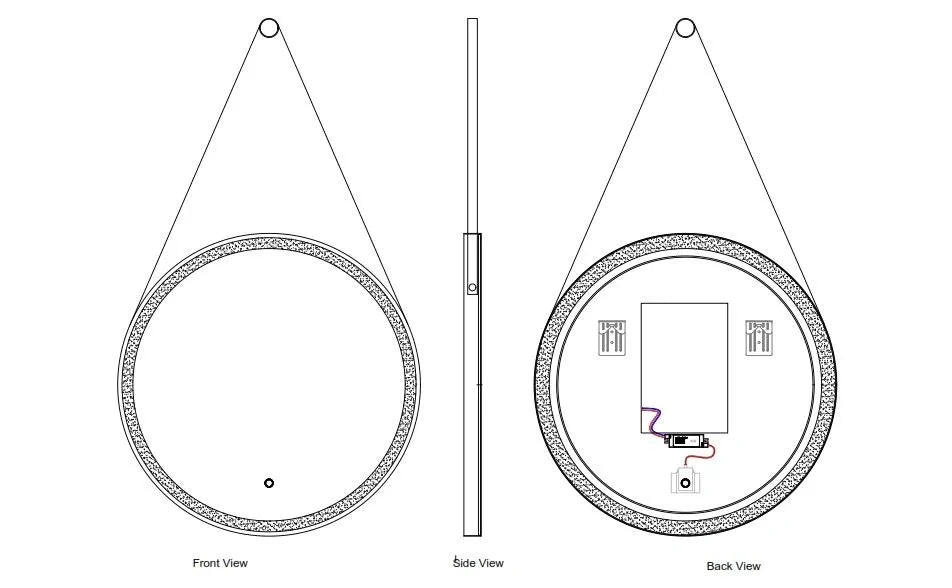 ROUND LED MIRROR WITH BLACK FRAME