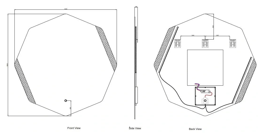 LED SILVER OCTAGON MIRROR